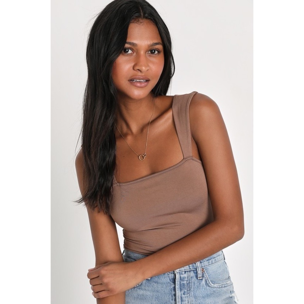 Lulus Simply Serene Brown Sleeveless Bodysuit - Size L